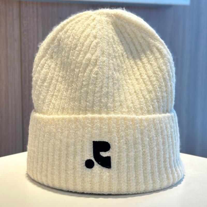Embroidery Letter Knitted Hat for Men and Women Autumn and Winter Big Head Circumference Thickened Warm Wool Hat Couple Hat