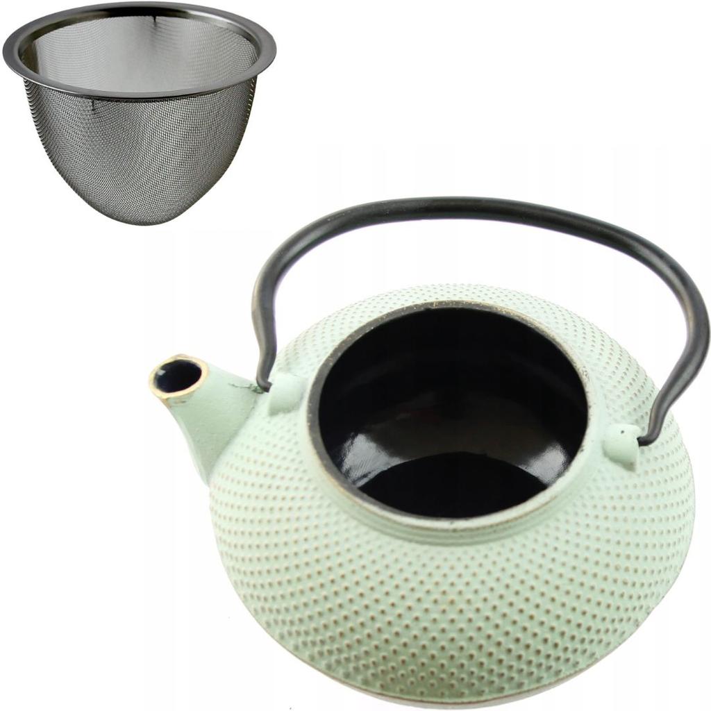CAST IRON KETTLE 1.5L TEA POT WITH TEA INFUSER + 4x CUPS WARMER