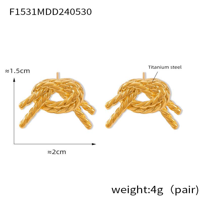 Wind Light Luxury Rope Knot Twist Knot Earrings Earrings Fashion Personality Trend Versatile Titanium Steel Stud Earrings Women'S Jewelry