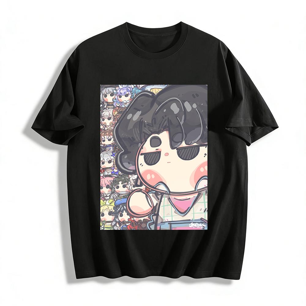 

Honkai: Star Rail All Chibi Characters Print T-Shirt Unisex Casual Loose Fit Tee Top Pure cotton T-shirt 6XL