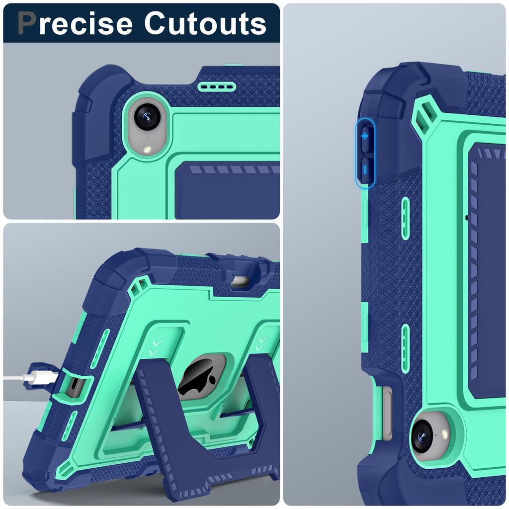 For iPad Mini (2024)/(2021) Anti Drop PC+Silicone Tablet Cover with Kickstand and Pen Slot