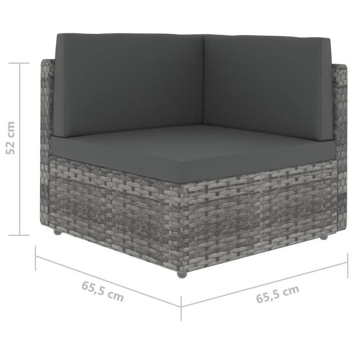 VidaXL Salon de jardin, 6 pcs avec coussins Gris Résine tressée