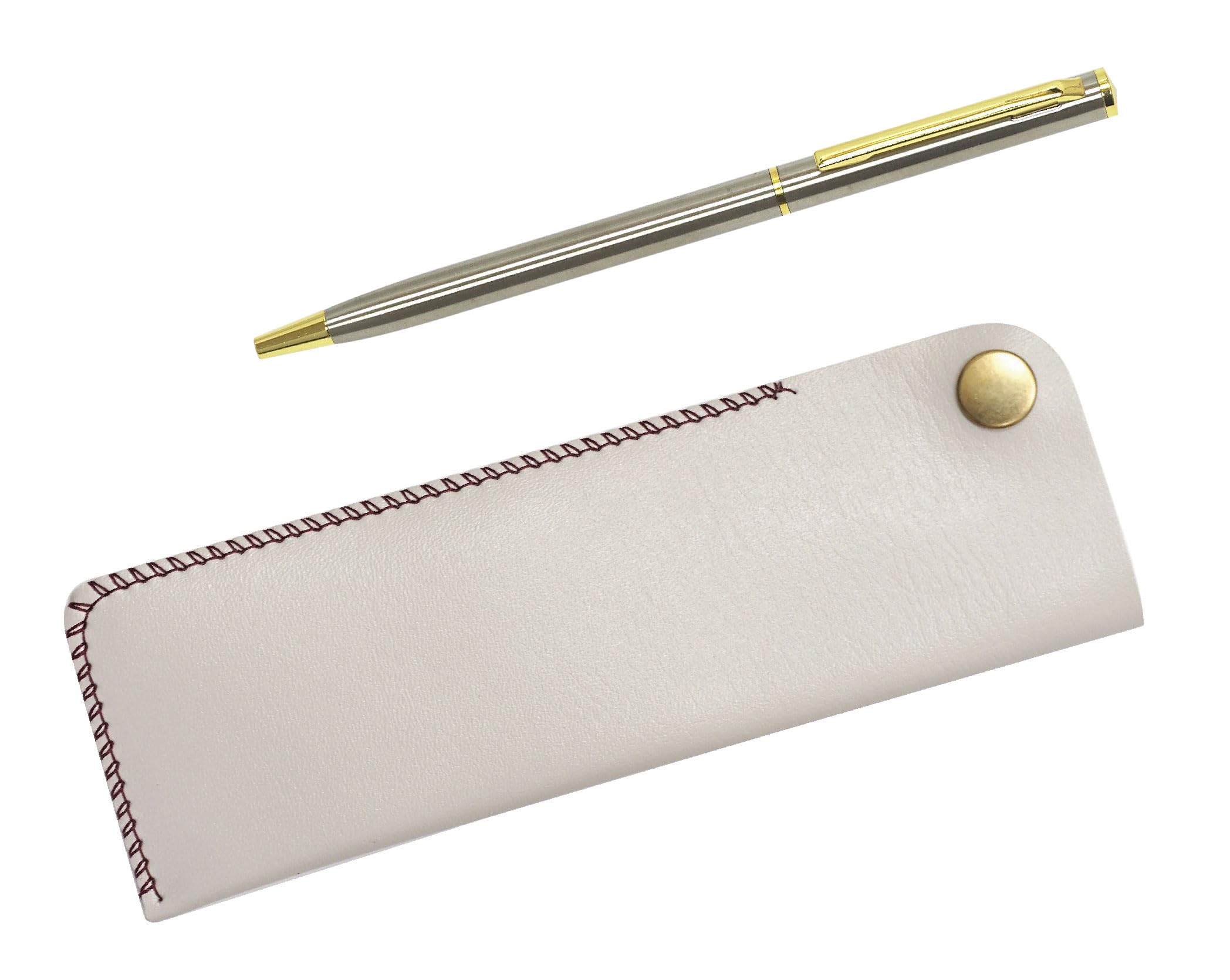 

White horizontal snap pen case with Top Flat 904 rotating ballpoint pen set (5-pack) T23-NK01W-803-5