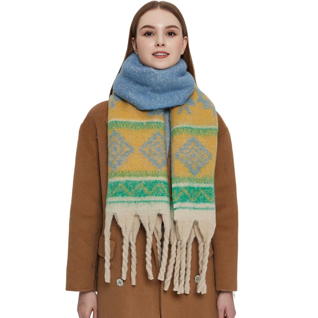 European And American Autumn And Winter New Style Long Tassel Double-Sided Thick Loop Yarn Thick Tassel Scarf Shawl Cape