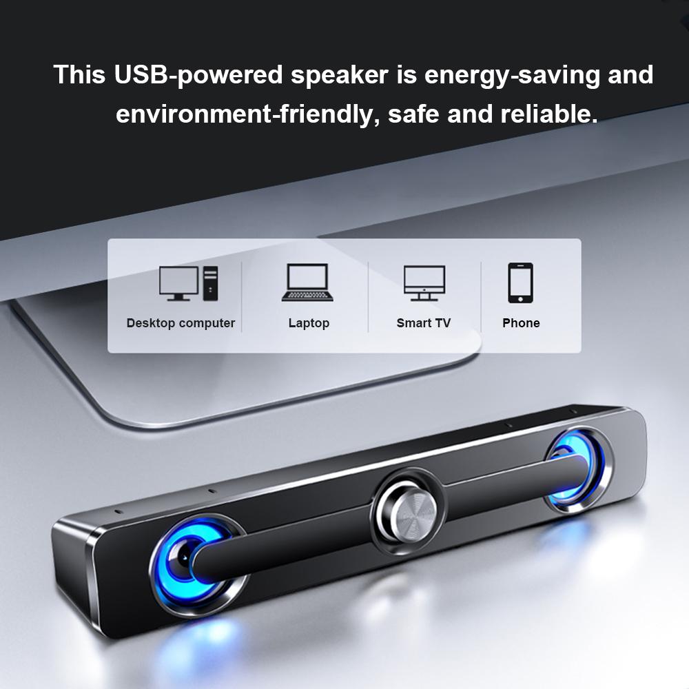 V-111 Computer Spker USB Wired Powerful Bar Stereo Subwoofer Bass Spker Surround Sound Box for PC Laptop Phone Tablet MP3 MP4