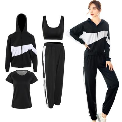 Shuanau Yoga- und Sportbekleidung Gepolstertes Oberteil und Unterteile für Training und Perfekt für und Winter Damen 4-teiliges Set, Dehnbar, Feuchtigkeitstransportierend,