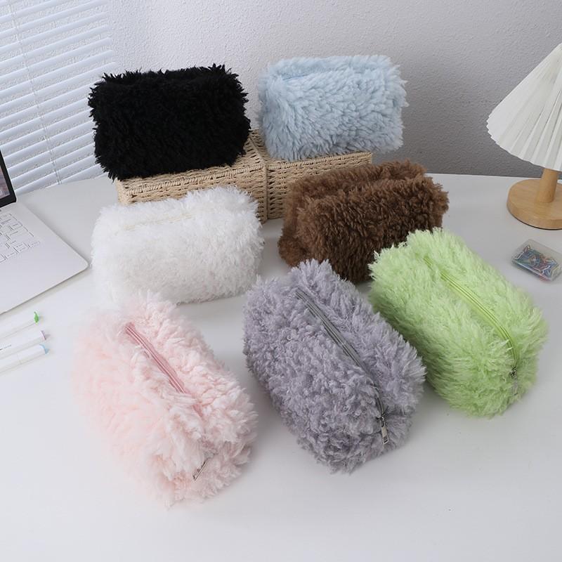 New Korean Style Cute Large Capacity Cosmetic Bag Portable Plush Storage Bag Instagram Style Skin Care Products Washes Storage Bag