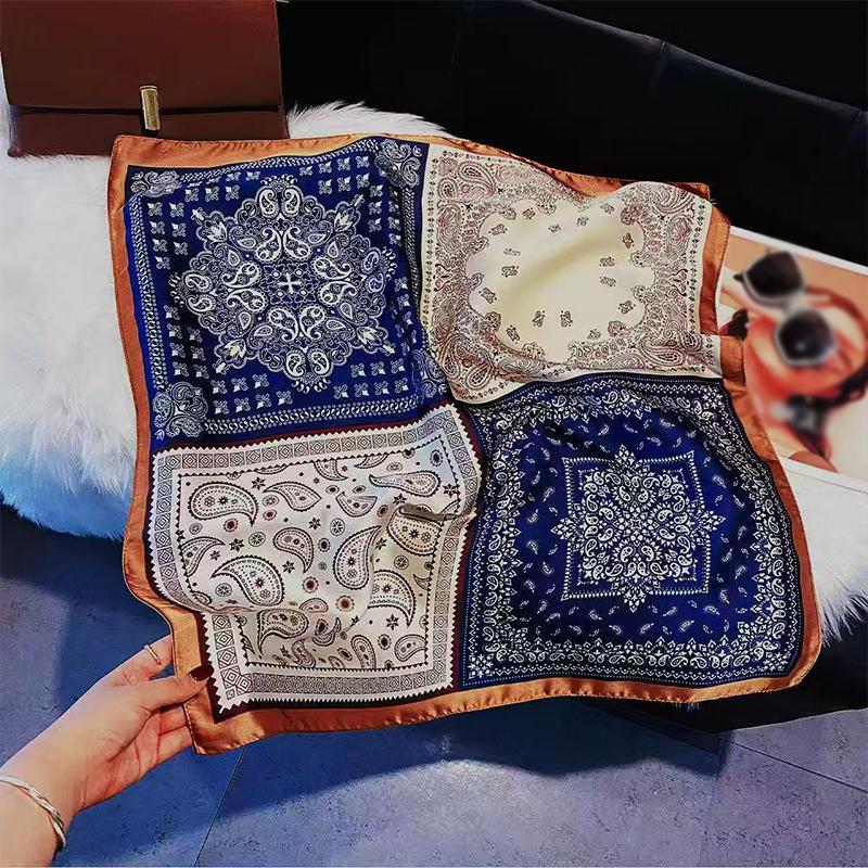 106x65cm Necklace Gift Silk Scarf Elegant Painted Pattern Versatile Neck Scarf Luxury Magnetic Closure French Style Multi-Color