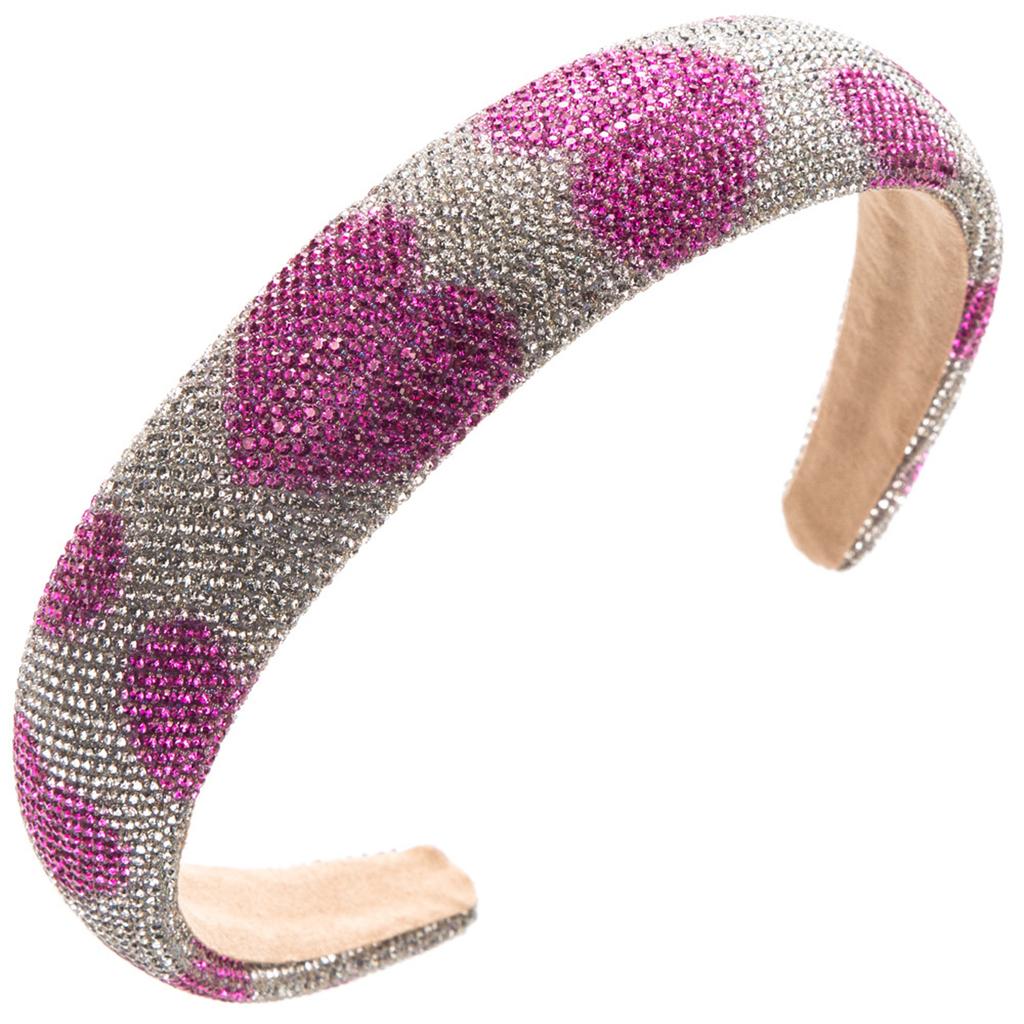 Wide Band Headband with Full Crystal Rhinestone Embellishment Heart Pattern Sparkling Design Comfortable Fit Durable Construction