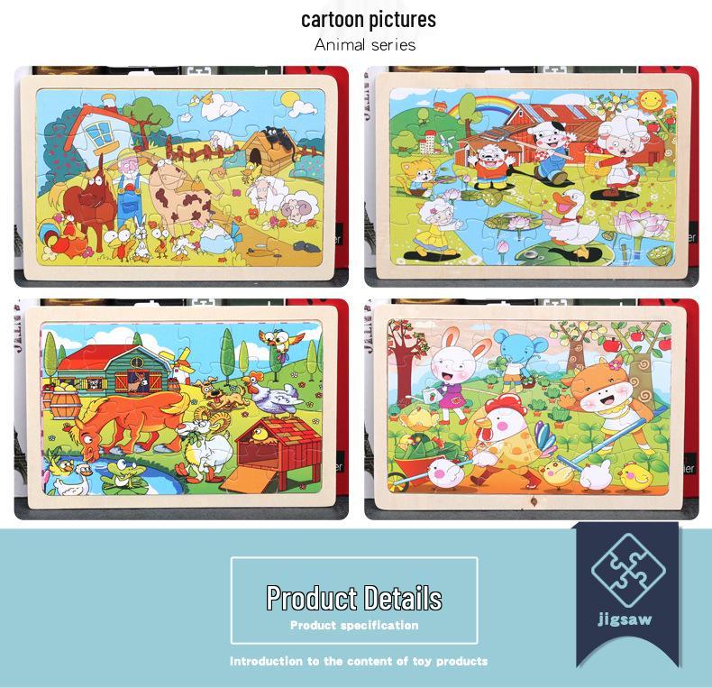 Wooden Animal Jigsaw Puzzle with Frame for Children 0-3 Years – Educational Toy & Gift