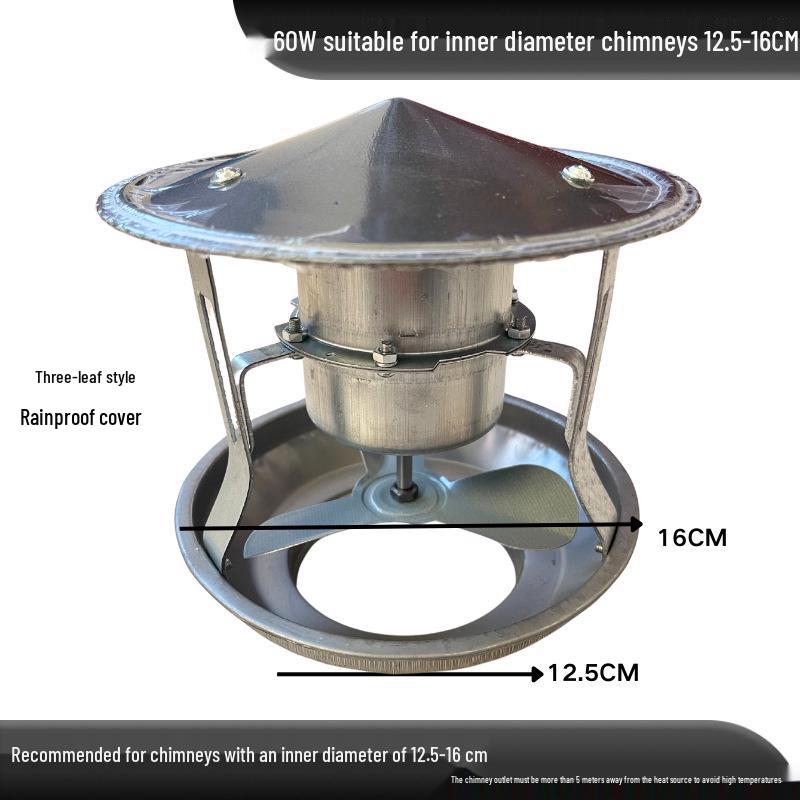 High-Power Chimney & Fireplace Draft Fan - Anti-Backdraft Ventilation & Smoke Extractor