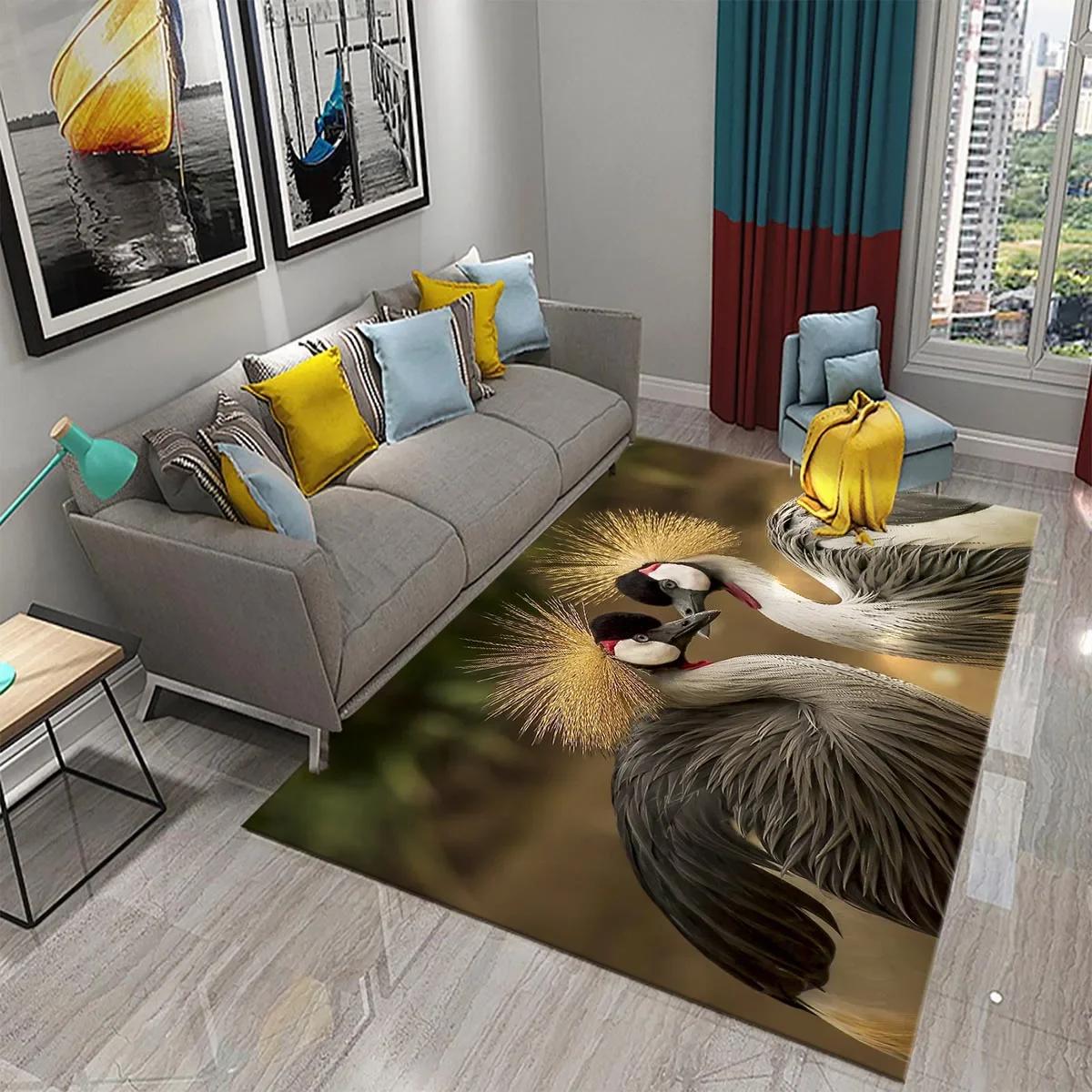 

Non-Skid Red-Crowned Crane Carpet for Kitchen Bathroom Door Entrance Living Room Bedroom Decor Floor Rugs 50x80cm