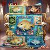 Underwater Fish Frames 2D Flat Pattern Flannel Blanket, High Quality All Seasons, Home Decor, Warmth and Comfort, Perfect for Christmas Gifts.
