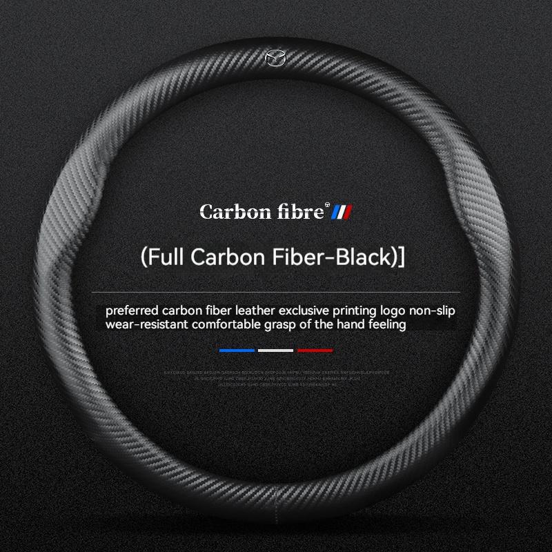 Carbon fiber Leathe Car Steering Wheel Cover For Mazda 3 5 6 SKYACTIV Axela Atenza CX30 CX5 CX8 CX9 MX5 RX8 RX7 BT50 Accessories