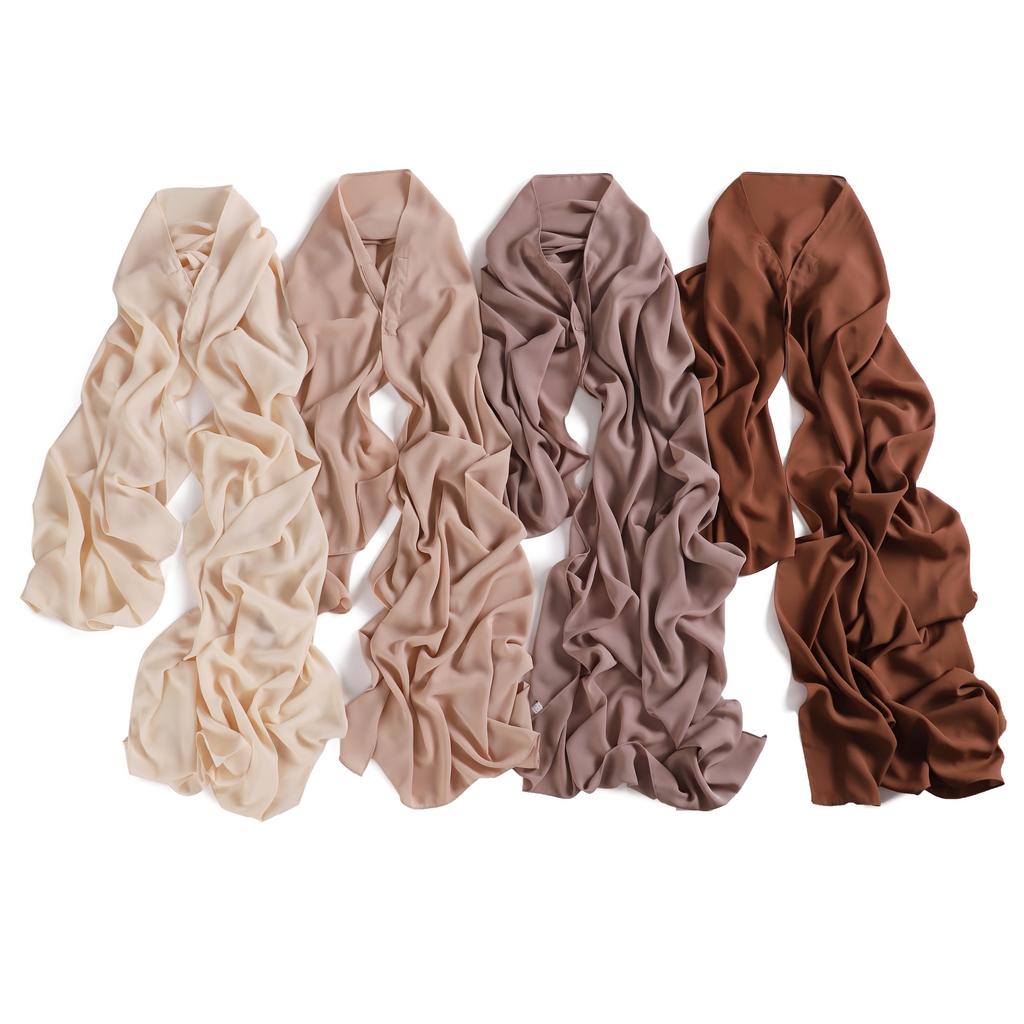 Premium Instant Chiffon Hijab With Built In Magnet Buckle Solid Color Woman Muslim Hijab Scarf Soft Islam Turban Headband Shawl