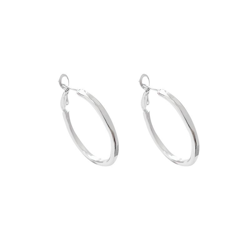 Korean Irregular Silver Circle Earrings Female Cold Wind Internet Celebrity Wide Face Earrings Trend Personality Ears