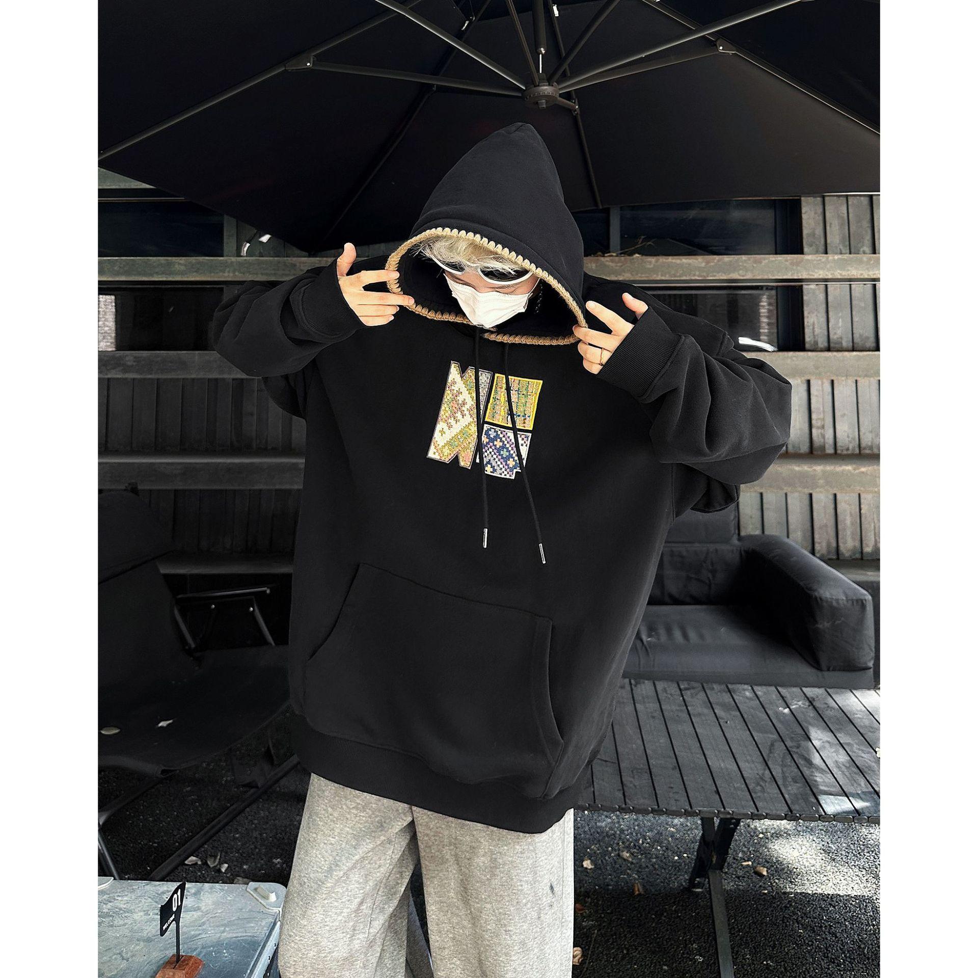 

Толстовка с капюшоном в этническом стиле в стиле ретро для мужчин. Весна и осень. Новый национальный тренд. Свободные повседневные топы для мужчин. 2XL