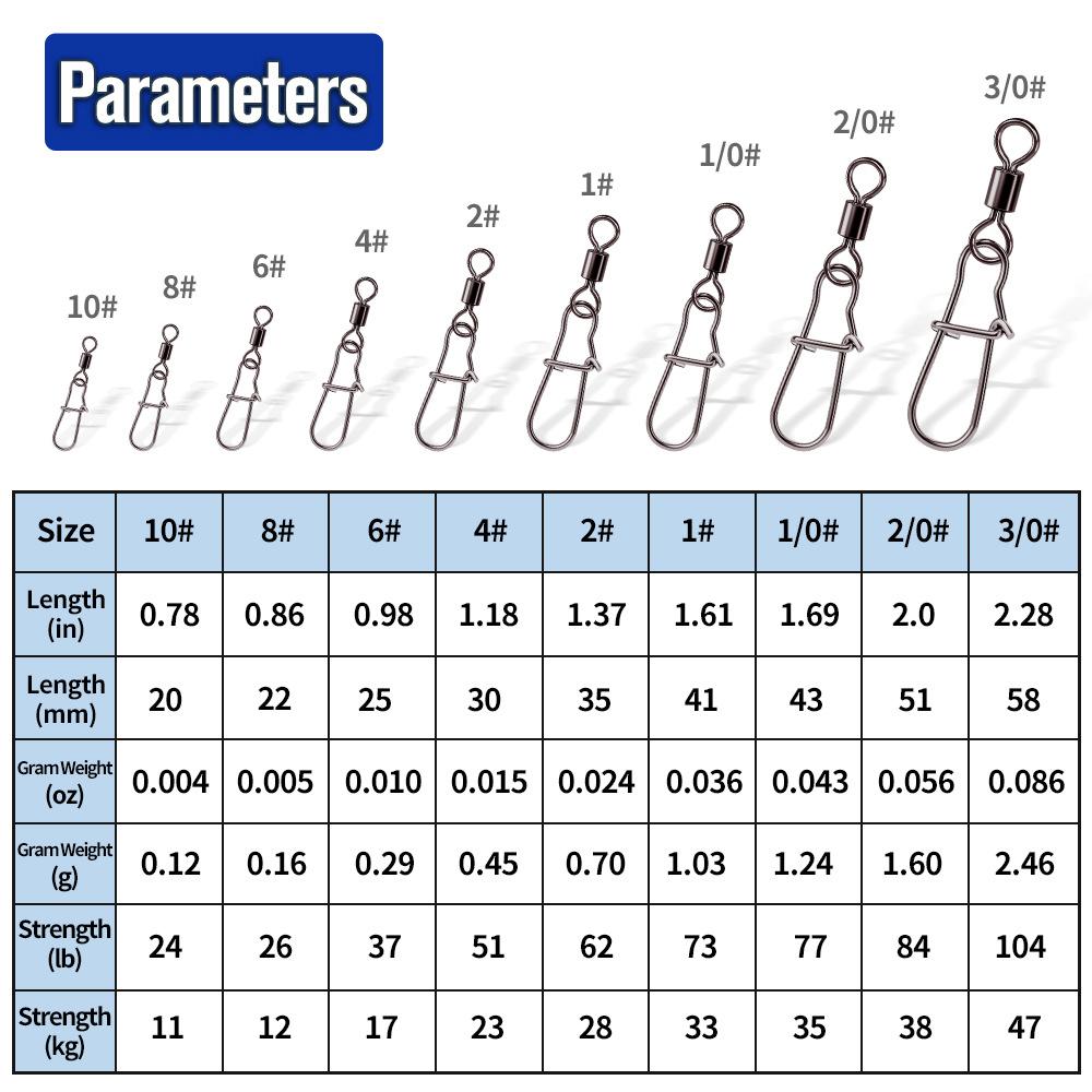 Fishing Barrel Swivels High Strength Rolling Ball Bearing Snaps Lure Connector Clip Saltwater or Freshwater Fishing