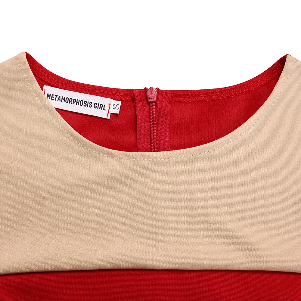 YYFS Women's Fashion Summer Spring Colour Block Print Short Sleeve O-Neck High Waist Casual Dresses