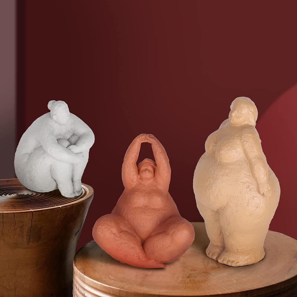 Fat Lady Figurines Yoga Decor Woman Sculpture Yoga Figurine Woman Ornament Vintage Home Decoration Room Table Craft Gifts