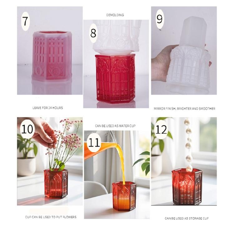 Multi Purpose Silicone Church Window Makeup Brush Cup Mold For Resin Art Epoxy Crafts Decorative Plant Container