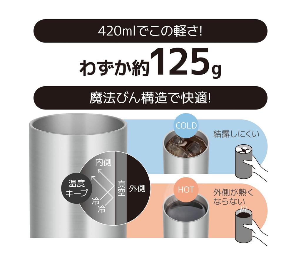 Thermos Vacuum Insulated Stainless S Tumbler, 420ml, Steel, JDW-420 (Lightweight Model)