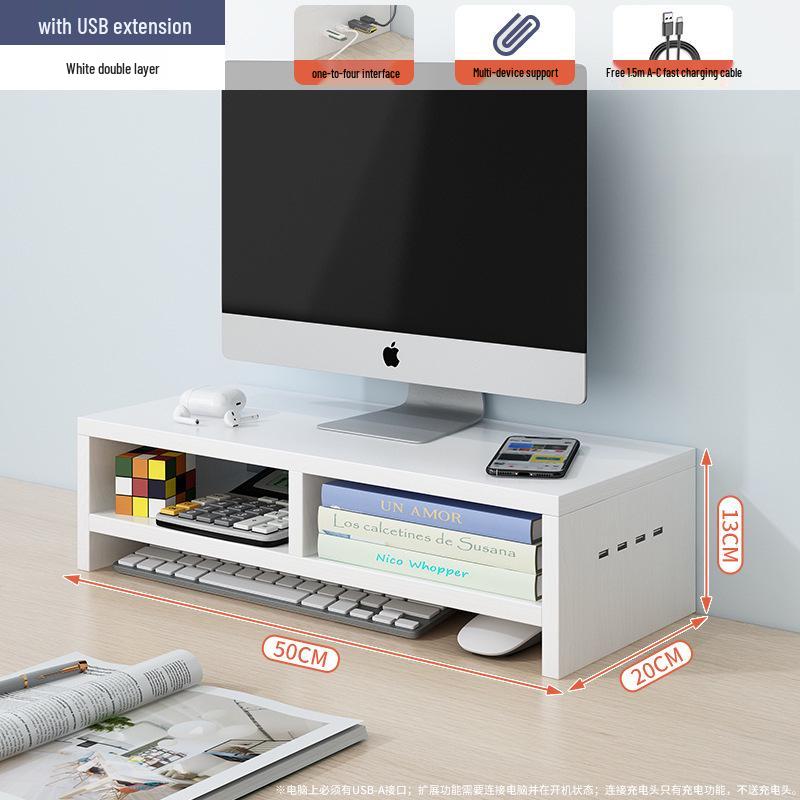 Desktop Monitor Stand and Laptop Riser with Office Storage