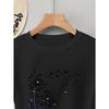 European Size Women's Casual Short Sleeve T-Shirt Floral Dandelion Print Light Beige Relaxed Fit Spring Summer Breathable Top, Elegant Summer Blouse