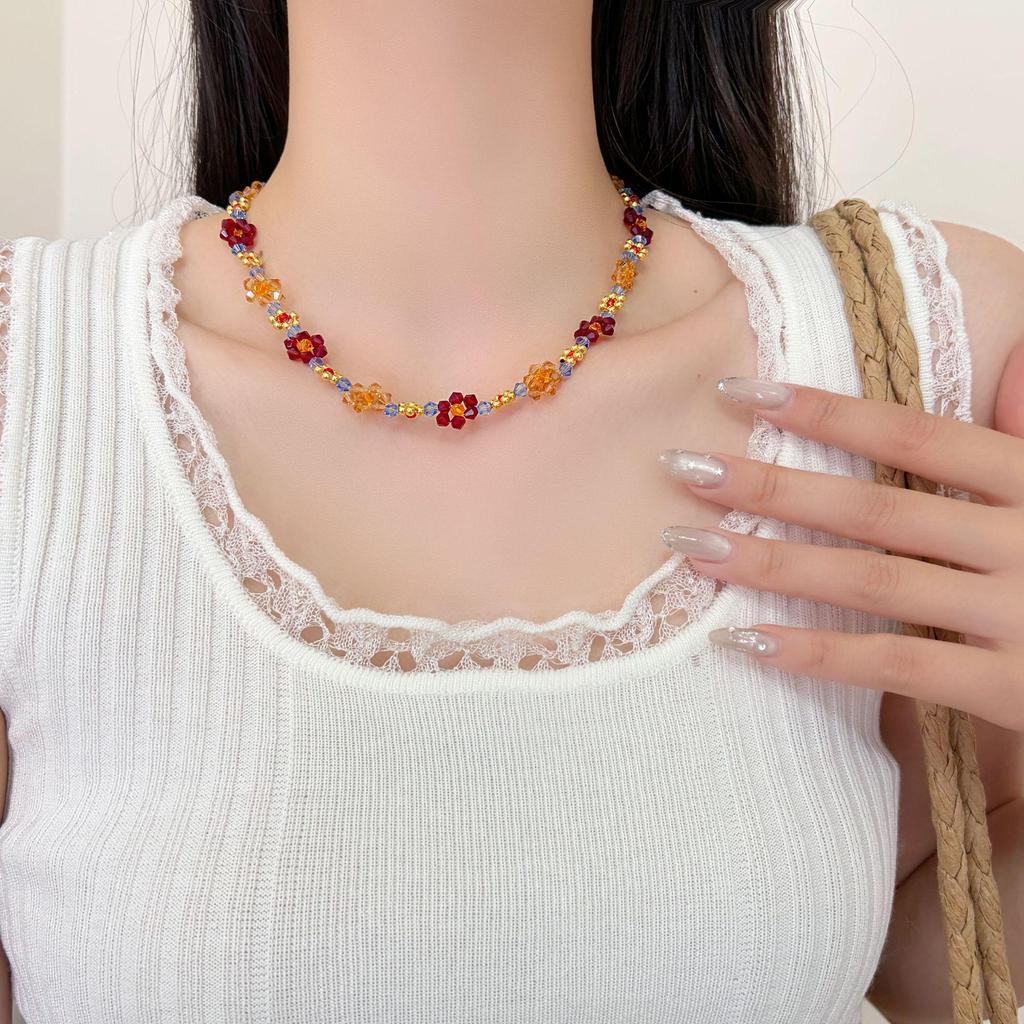 Pastoral Retro Colorful Flower Clavicle Necklace - 2026 Light Luxury Women's High-End Bracelet Necklace
