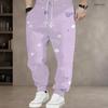 Men S Plus Size Abstract Printed Drawstring Jogger Pants White Grey Beige Cuffed Ankle Side Pockets Trousers