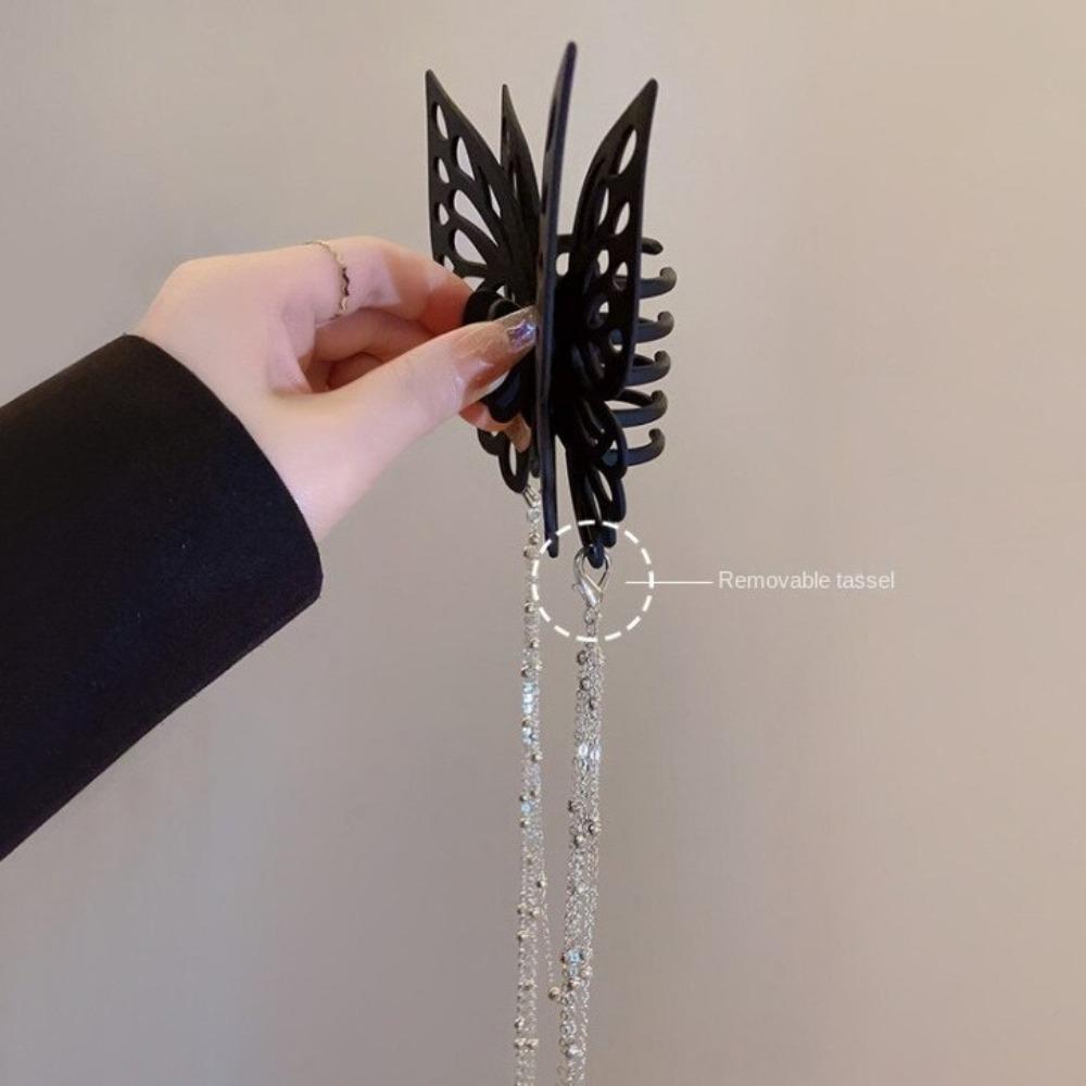 Headwear Butterfly Tassel Hair Claw Large Size Hair Clip Hair Accessories Ponytail Claw Clip  Women