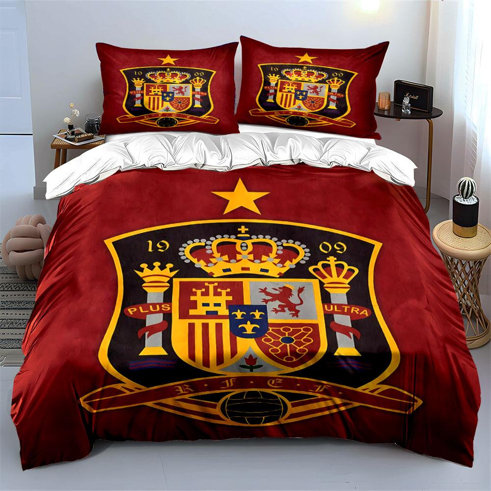 Spanien Fußballmannschaft Bettwäsche-Set Bettwäsche Bettbezug-Set Bettbezug Kissenbezüge (1 * Bettbezug 2 * Kissenbezüge, ohne Bettdecke)