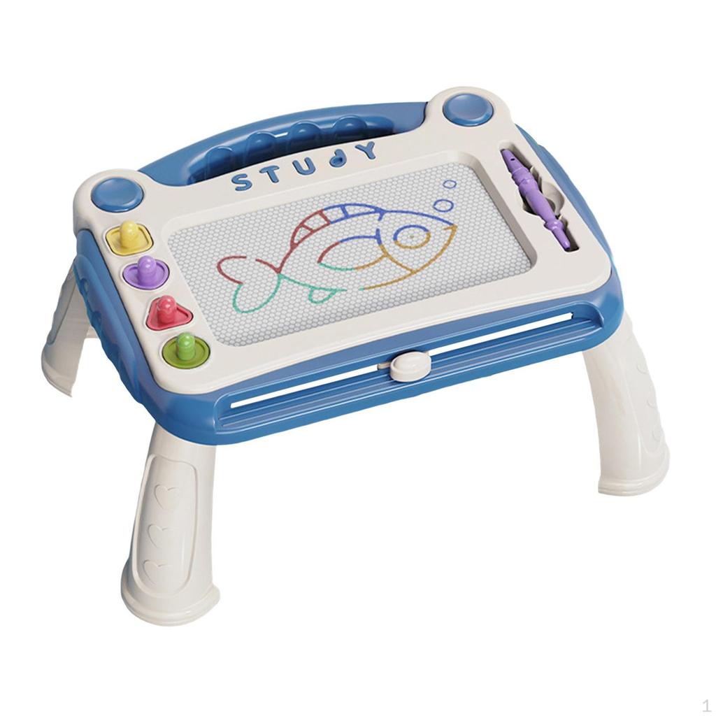 Magnetic Drawing Board Etch Table Sketch Pad for 23 Year Old Toddlers Gifts Blue Detachable Legs