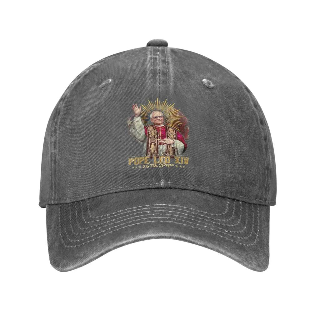 God Bless Pope Leo Unisex Style Baseball Cap American Distressed Denim Cap Vintage Outdoor Summer Unstructured Soft Snapback Hat