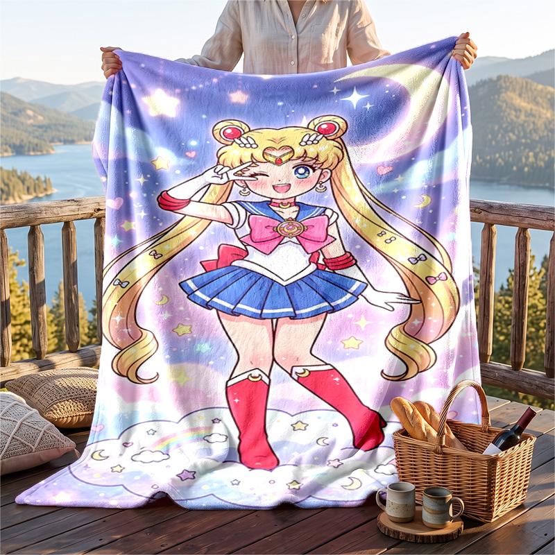 Warm Flannel Throw Blanket,Sailor Moon Lightweight Cozy Blanket For Bed Sofa And Daily Use