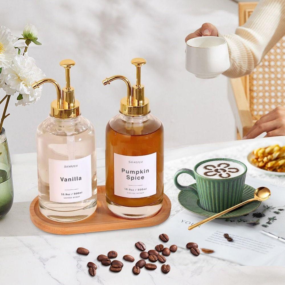 Clear Glass Syrup Bottle Precise Dispensing Coffee Bar Accessories Hand Soap Dispenser  Station