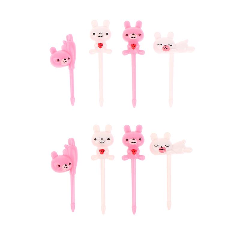 8Pcs/Set Mini Kids Animal Fruit Fork Cartoon Snack Cake Dessert Food Fruit Toothpick Lunch Party Decoration Bento Box Accessories Animal Fruit Picks