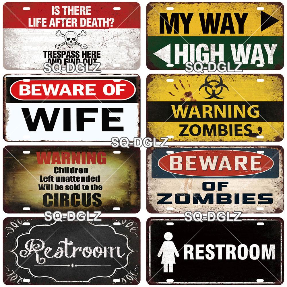 SQ-DGLZ Warning Beware Of License Plate WIFI Tin Sign State Wall Decoration Metal Sign Home Decor Painting Plaques Art Poster