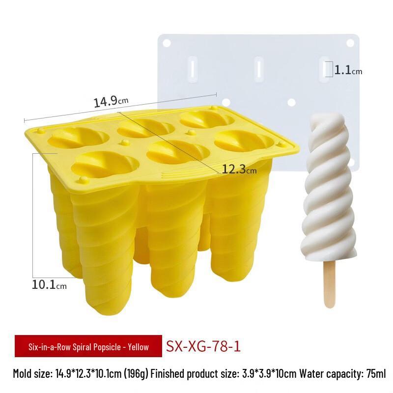 De ou Starlight 6-Cavity Spiral Popsicle Silicone Mold