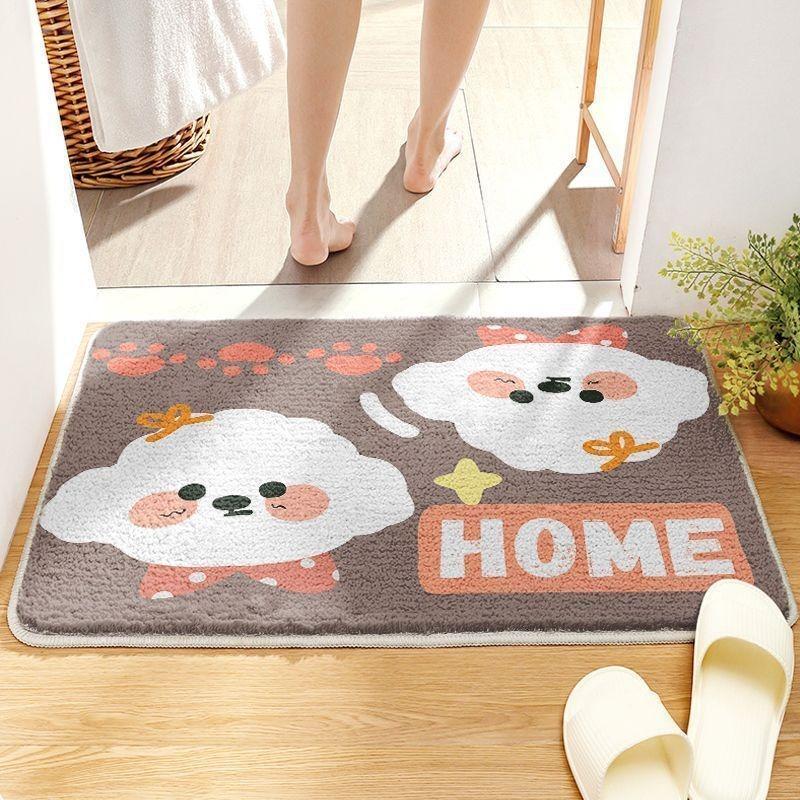 Bathroom Absorbent Floor Mat Household Cartoon Imitation Cashmere Non-slip Mat Toilet Toilet Door Carpet Dirt-resistant Foot Mat