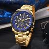 Men's Stainless Steel Watch Big Face Gold Black Analog Quartz Watch Luxury Waterproof Date Dress Watch Men