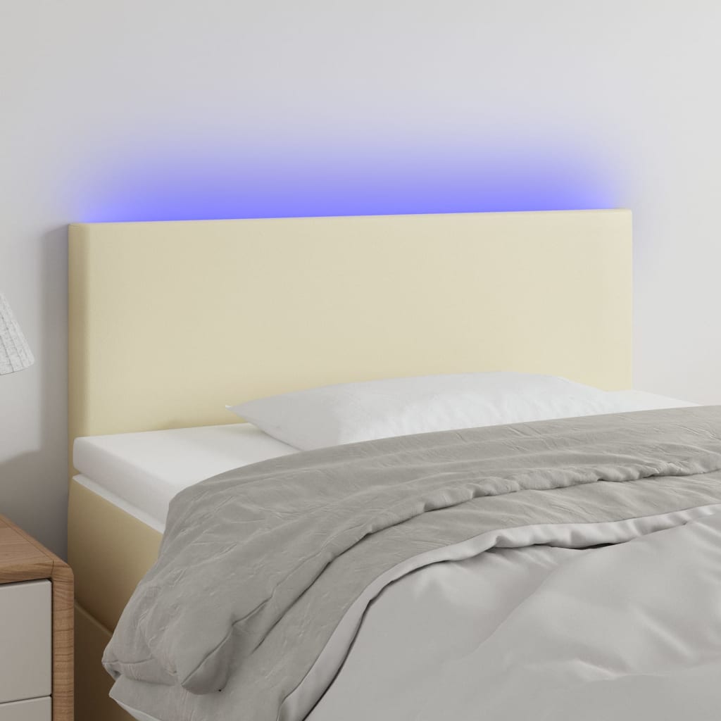 Vidaxl Zagłówek Do Łóżka Z Led, Kremowy, 100X5X78/88Cm, Sztuczna Skóra