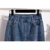 DIMANAF 2026 Summer Plus Size Women Skirts Elastic Waist Denim Solid Blue Oversize Lady Casual Cotton Long Skirts Beading