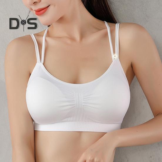 Women Sport Bra Multi Strap Hollow Out Back Push-up Vest Bra Quick-drying No Wire Seamless Gym Jogging Bra with Removable Padding