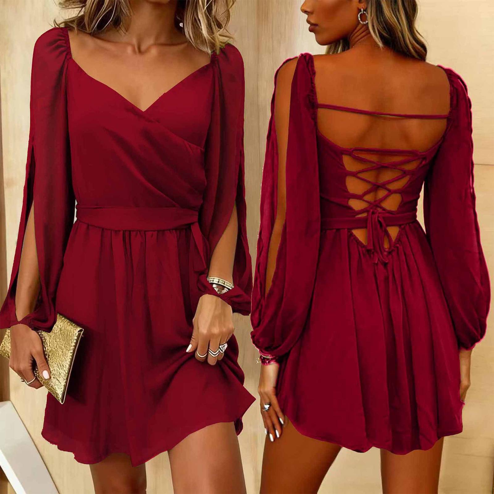 

Women s Fashionable Color Short Sleeved Long Casual Temperament Long Dress XL червоний