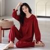 Red Pajamas Women's Spring and Autumn Pure Cotton 1011 New Spring and Autumn Natal Year Women's Wedding Loungewear Set