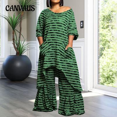Women's Homewear Spring and Autumn Fashion Casual Plus Size Irregular Set Wide Leg Pants Suit