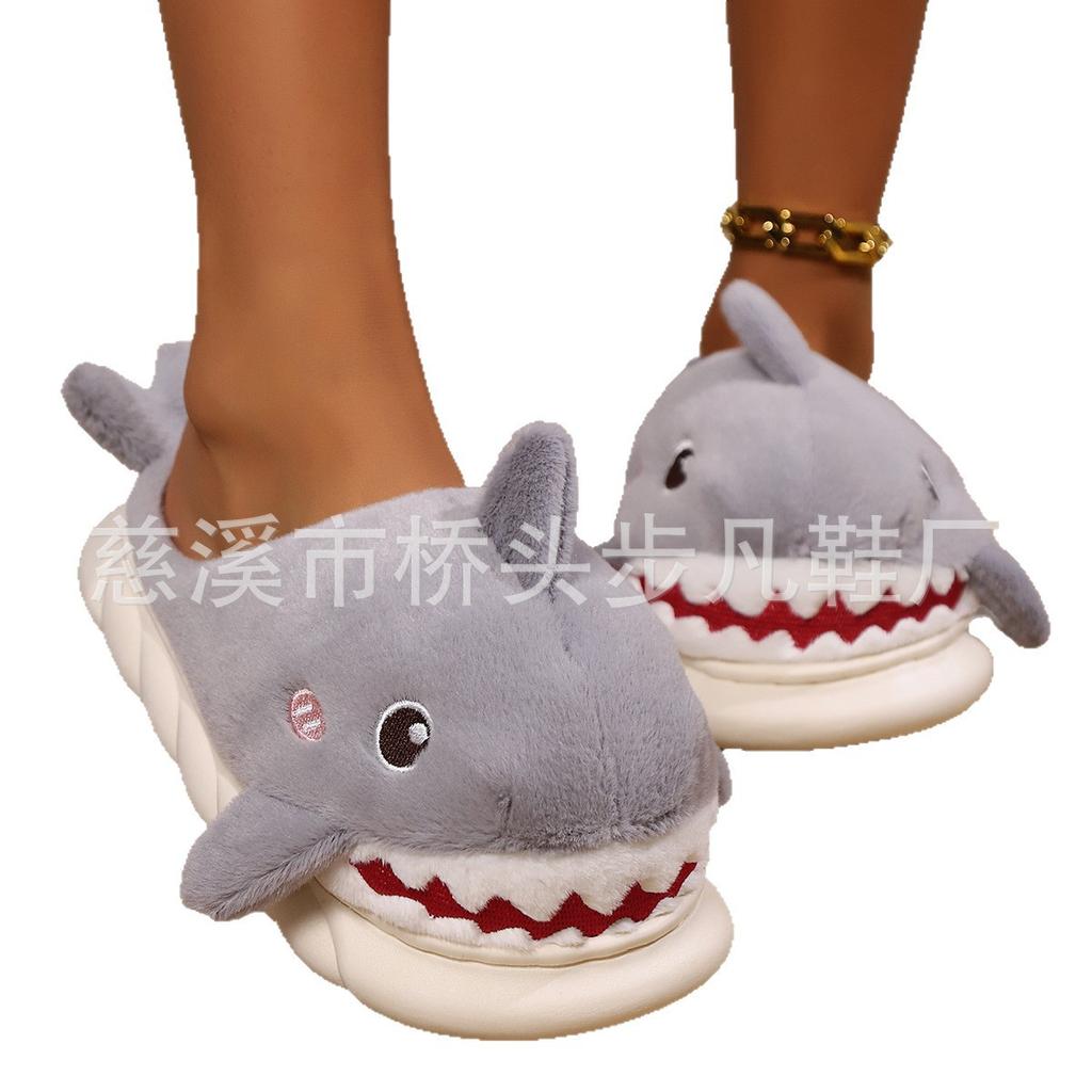 New shark home slippers warm spring and autumn slippers couple men and women summer