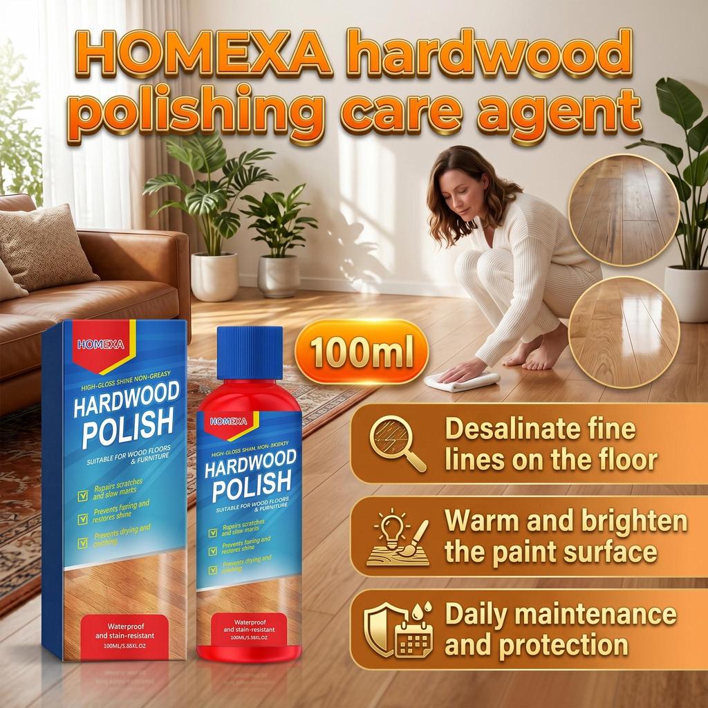 HOMEXA hardwood polishing care agent desalinates fine lines on the floor, nourishes the wood and brightens the luster of the floor 100ml