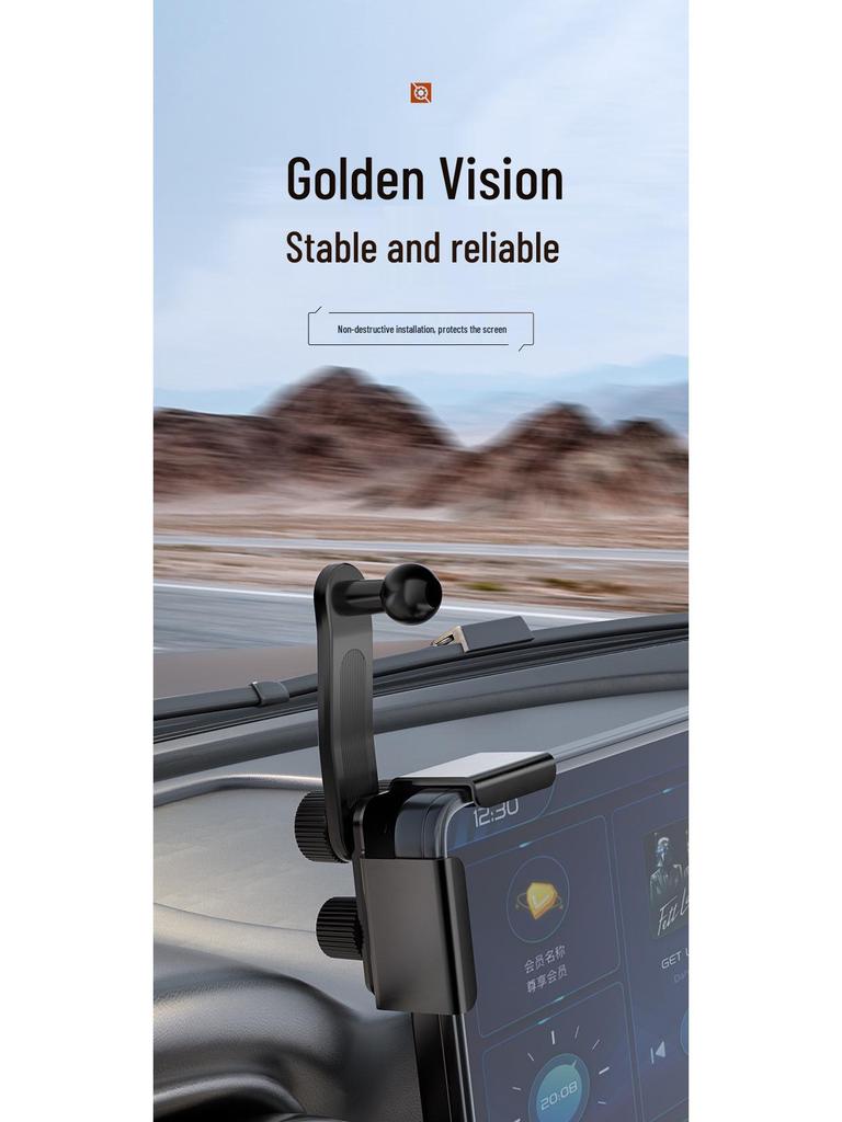 Universal Car Phone Holder with 90° Adjustable Telescopic Arm for Dashboard - Fits Straight and Curved Screens.